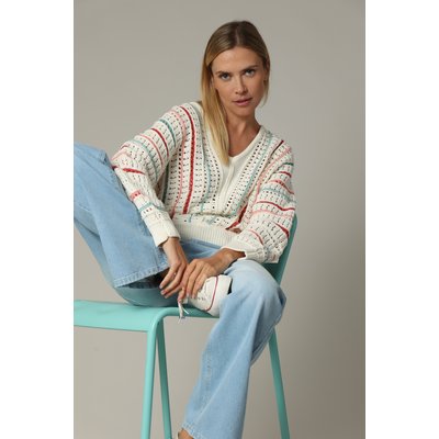 Pull en maille ajourée avec col V MADJI DEELUXE