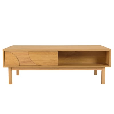 Table basse couleur naturelle 2 tiroirs 2 niches décor motif arrondi ELTON PIER IMPORT