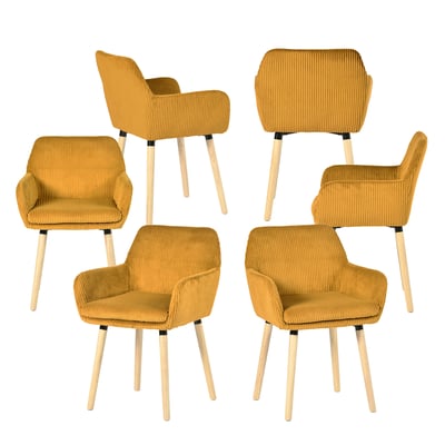 Lot de 6 chaises de salle à manger velours côtelé scandinave, ELIA MEUBLES COSY
