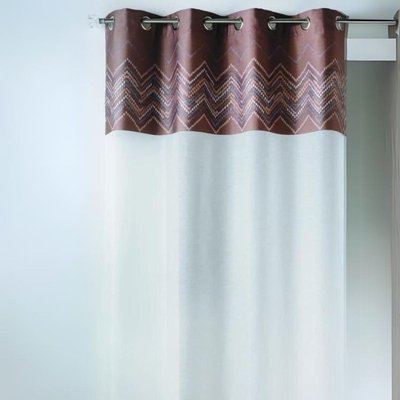 Voilage en jacquard avec parement haut "chevron" HOME MAISON