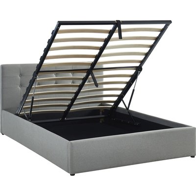 Lit coffre adulte avec tête de lit en tissu - TINA HOMIFAB