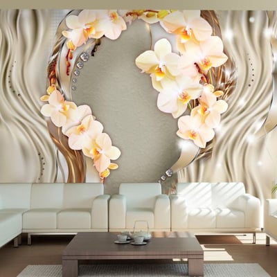Papier peint intissé panoramique Fleurs Wreath of orchids EDEN
