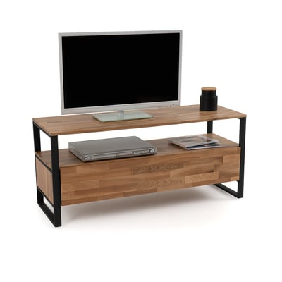 Mesa de TV de roble macizo, chapa de roble y acero HIBA LA REDOUTE INTERIEURS