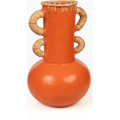 Vase décoratif  en céramique et rotin naturel RECOLLECTION