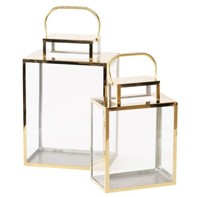 Set de 2 lanternes en métal doré et verre 20x30x46cm WADIGA