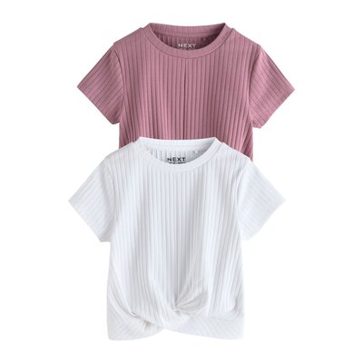 T-shirt cache-cœur côtelé, lot de 2 NEXT