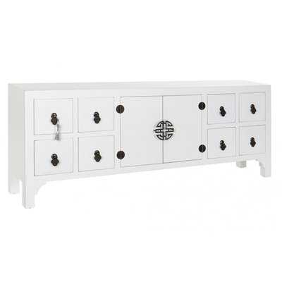 Meuble de télévision en bois blanc style oriental - 130x24x51cm WADIGA