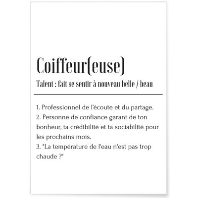 Affiche Définition Coiffeur L'AFFICHERIE