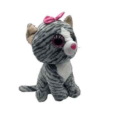Peluche Chat Tigre avec Nœud Rose 40cm - Bon état TY