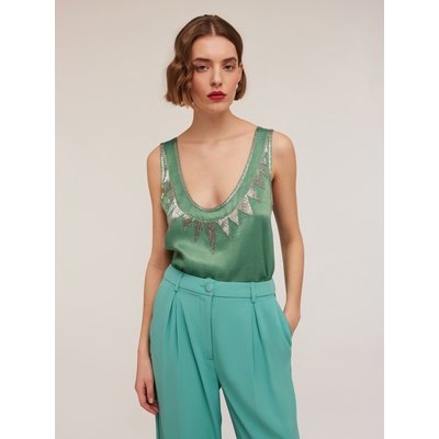 Top en satin de viscose avec broderie de perles sur le devant MOTIVI
