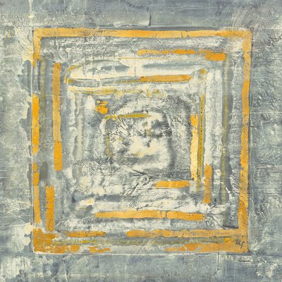 Tableau Abstrait d'or et de blanc HEXOA