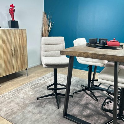 Chaise de bar tissu bouclettes sable réglable en hauteur (lot de 2) PALERME PIER IMPORT
