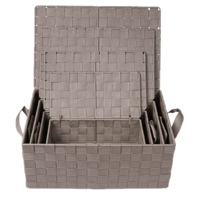 Lot de 4 Corbeilles avec sangles et couvercles en Polypropylène TOILINUX