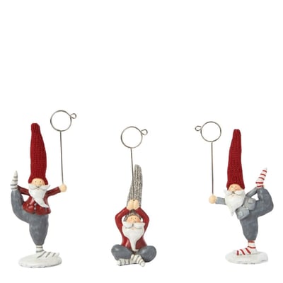 Set de 3 porte-bougies père-noël yoga décorative en résine H10 SIA DECO