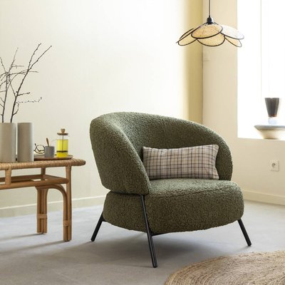 Fauteuil en tissu bouclette vert  KANOA MADE IN MEUBLES 