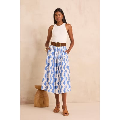 Jupe midi fluide imprimée en coton BRUNE Maison 123