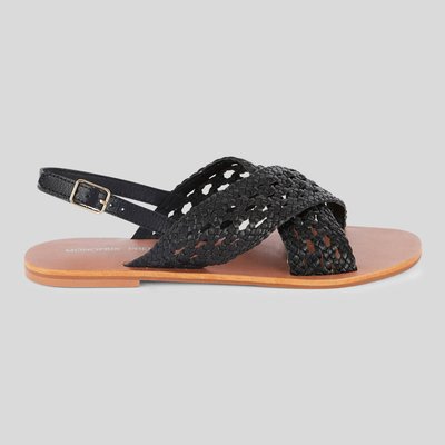 Sandales détail cannage, cuir responsable MONOPRIX