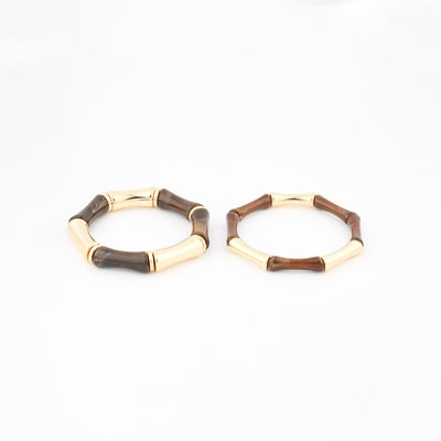 Set de 2 bracelets tubes marron et doré BALABOOSTE