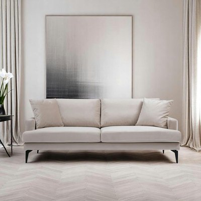 Canapé 3 places beige en velours SEATTLE PIER IMPORT