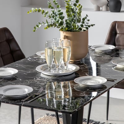 Brant Marble Effect Glass Dining Table (Seats 6) SO'HOME