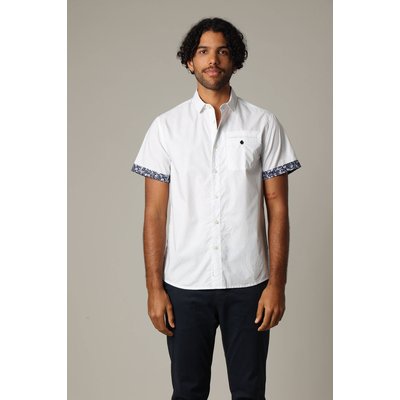 Chemise en coton à manches courtes avec poche passepoilée  et matière contrastée MAYORCA DEELUXE
