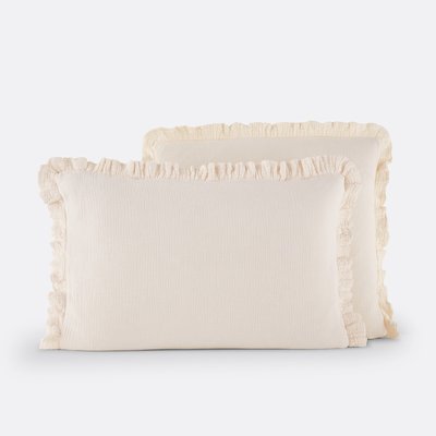 Kumla Plain Ruffle Cotton Muslin Pillowcase LA REDOUTE INTERIEURS