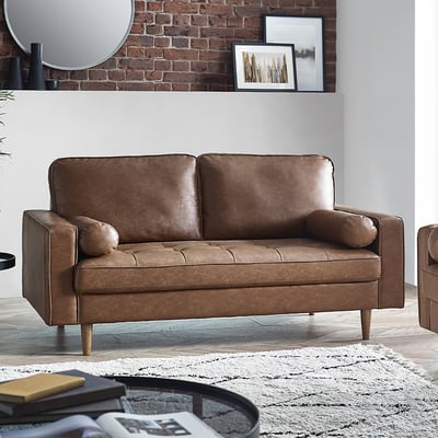 Hadley Mid-Century Faux Leather 3 Seater Sofa SO'HOME