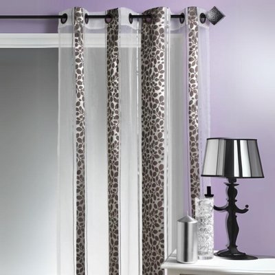 Voilage Organza jacquard motif feuillage HOME MAISON