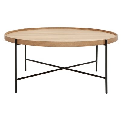 Table basse ronde bois clair et métal noir D90 cm BASSY MILIBOO
