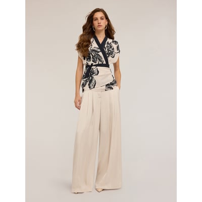 Haut à Nouer Col Femme - Taille 10-12 | Blouse En Viscose Marron Occasion