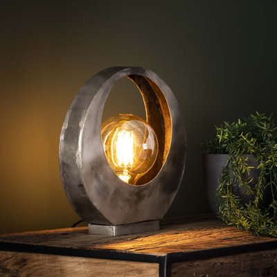 Lampe à poser forme lune en métal argenté TRIBECA PIER IMPORT