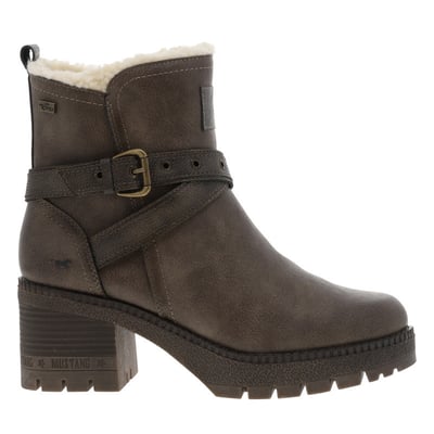 Boots grises à talon décroché moyen avec un zip et une boucle décorative MUSTANG