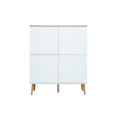Buffet haut scandinave finition bois clair chêne et blanc L110 cm ANDERS MILIBOO