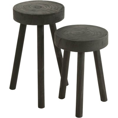 Tabourets en bois rond (lot de 2) Banner JOLIPA