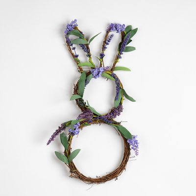 50cm Bunny Shaped Wreath in Purple SO'HOME