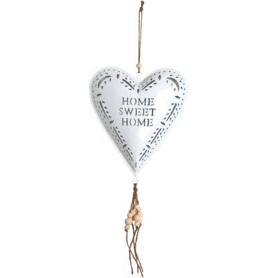 Coeur blanc en métal à suspendre Sweet home 19 cm AUBRY GASPARD