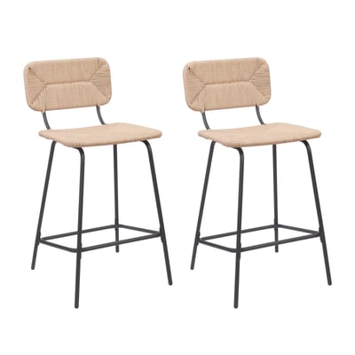 Lot de tabourets d'ilot et bar en métal et assise rotin 65cm NEMA|Lot de 2 | Lot de 2 MOB IN