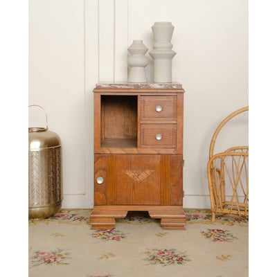 Table de chevet au plateau en marbre Odile N°1383 - Bon état DEBONGOUT