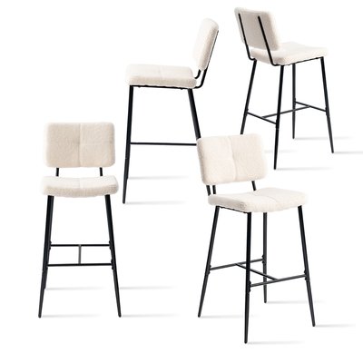 Lot de 4 tabourets de bar en bouclette industriel,Pomona MEUBLES COSY