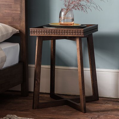 Barauni Boho Carved Wood Side Table SO'HOME