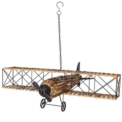 Avion déco à suspendre en métal et bois 78x25cm WADIGA