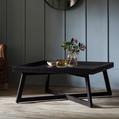 Barauni Boho Carved Wood Tray Coffee Table SO'HOME