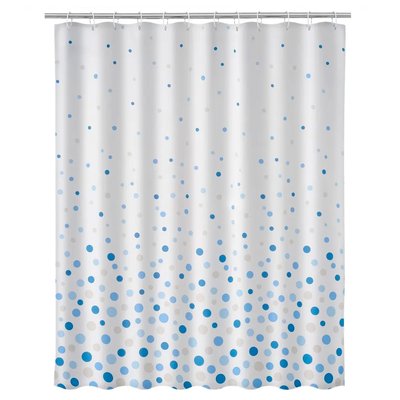 Rideau de douche blanc à pois bleus WADIGA