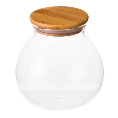 Bocal cuisine rond en verre avec bouchon bambou 1000ml WADIGA