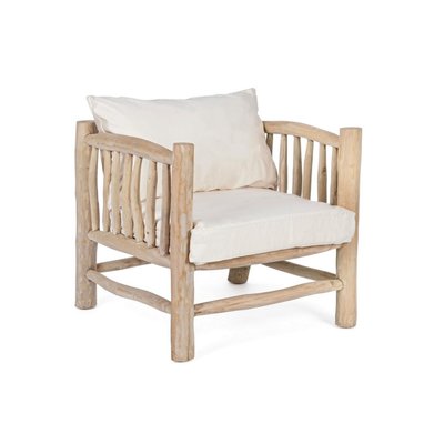 Fauteuil en teck et coussins en tissu - SAYELL HELLIN, DEPUIS 1862
