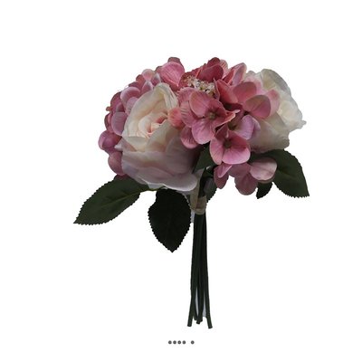 Bouquet de fausses roses et hortensias H 30 ARTIFICIELLES