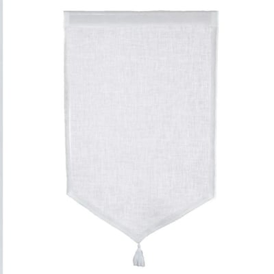 Paire de petits voilages en 100% lin avec pointe et pompon SUD ETOFFE