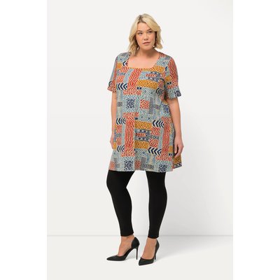 T-shirt long à mélange d'imprimés. Décolleté ULLA POPKEN