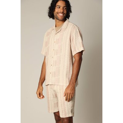 Chemise loose en jacquard à manches courtes avec col cubain et motif géométrique MIO DEELUXE