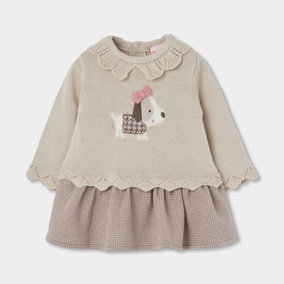 Robe bébé avec broderie de petit chien BOBOLI